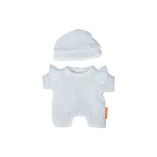 Bijela pidžama s kapicom za lutke 21 cm