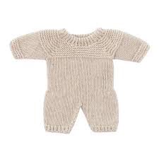 Pletene pidžame za lutke 21 cm – lanena boja